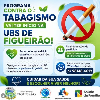 Imagem da notícia Figueirão lança programa gratuito para ajudar moradores a parar de fumar